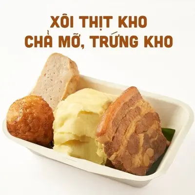 Hình ảnh Xôi thịt kho - trứng kho - chả mỡ