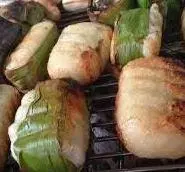 Hình ảnh Chuối Nếp nướng và nước cốt dừa 