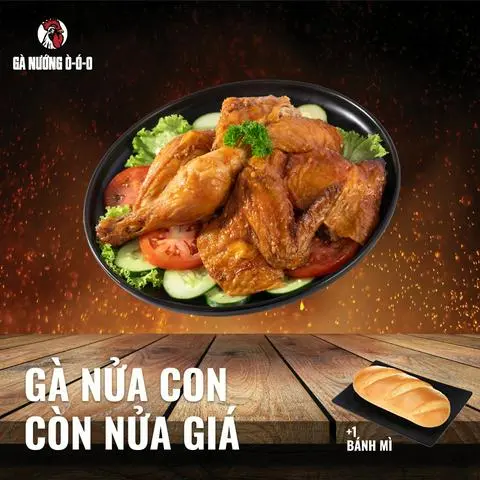 Hình ảnh Combo Gà Nướng Nửa Con Nhiều Vị + 1 Bánh Mì