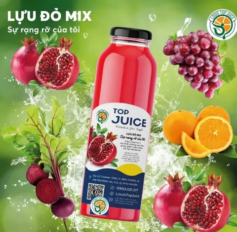 Hình ảnh Nước ép lựu đỏ mix nho đỏ - chai 330ml