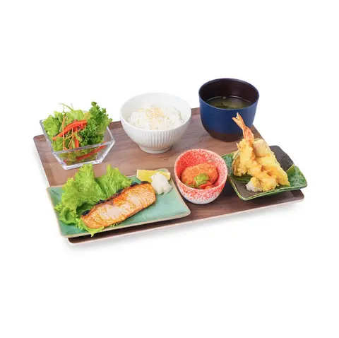 Hình ảnh Salmon teriyaki/ shio w. tempura set