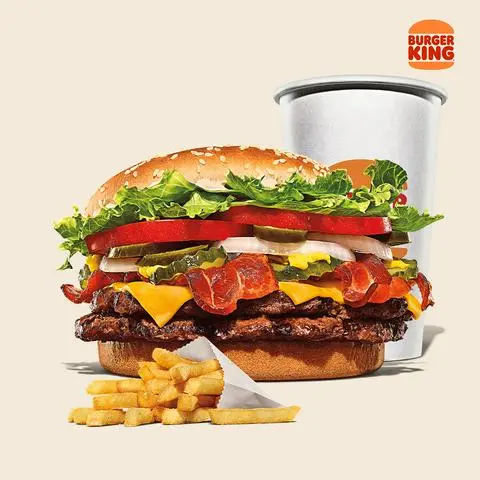 Hình ảnh Combo Burger 2 Miếng Bò Nướng Xốt BBQ Phô Mai & Thịt Xông Khói