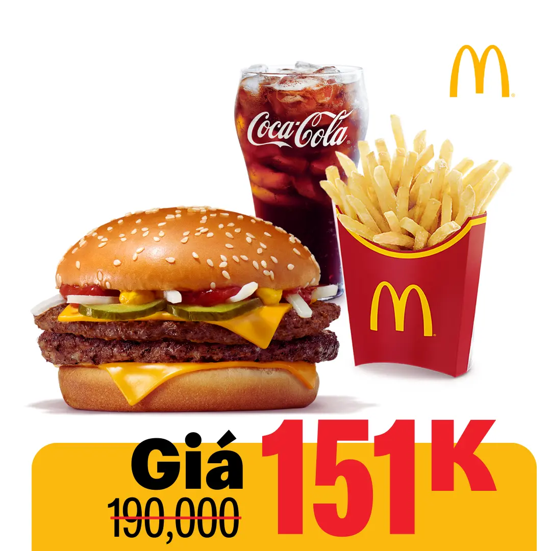 Hình ảnh Phần ăn burger gấp đôi bò hoàng gia phô mai