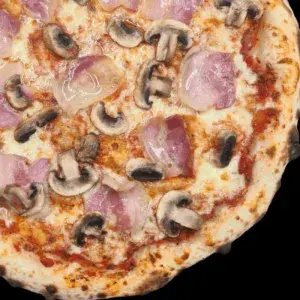 Hình ảnh Pizza thịt xông khói và nấm - Bacon mushroom sourdough pizza