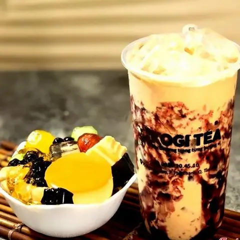 Hình ảnh Trà Sữa Việt Quất Full Topping 