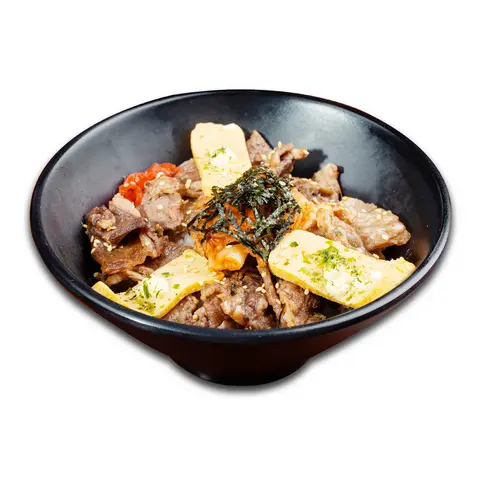 Hình ảnh Cơm bò nướng karubi kim chi trứng cuộn