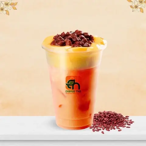 Hình ảnh Trà sữa Thái đỏ đậu đỏ pudding