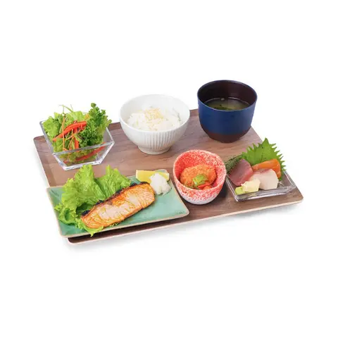 Hình ảnh Salmon teriyaki/ shio w. sashimi set