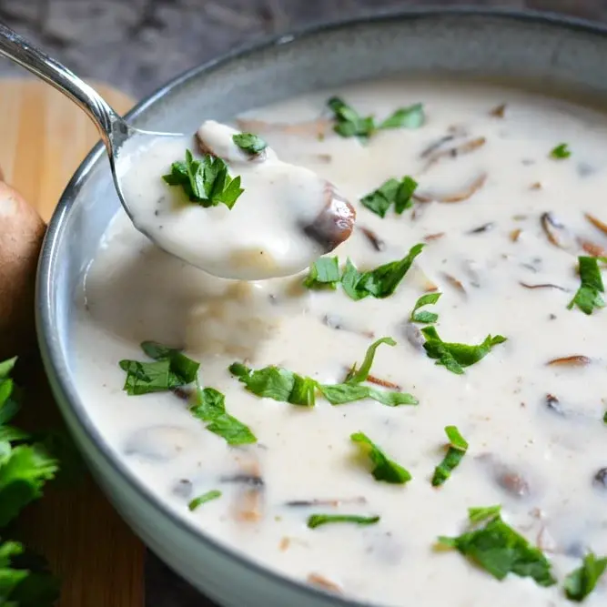 Hình ảnh Creamy mushroom soup - ăn chay được