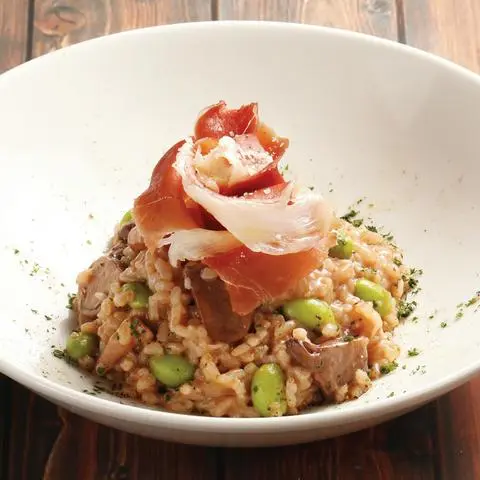 Hình ảnh Parma ham mushroom risotto