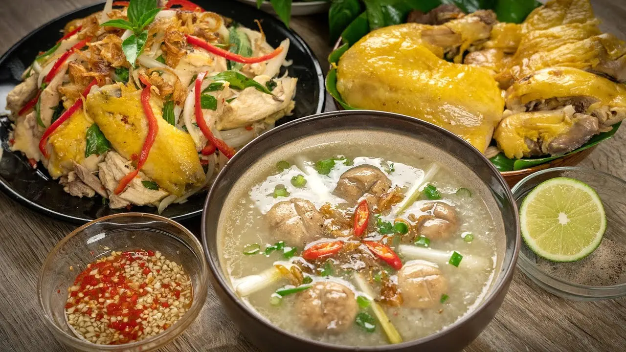 Hình ảnh Cháo gỏi gà 2 người ăn 