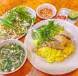 Hình ảnh Cơm đùi gà tỏi + canh lá giang