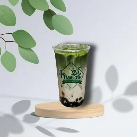 Hình ảnh Matcha latte trân châu đường đen
