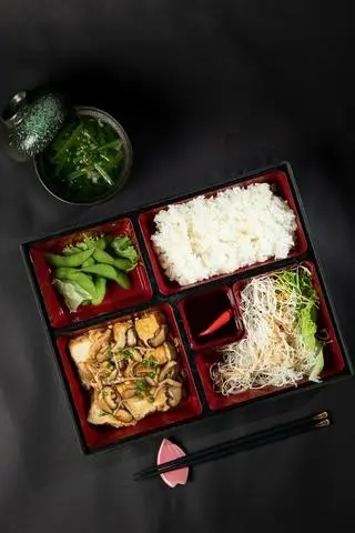 Hình ảnh Kinoko tofu bata yaki teishoku - set cơm nấm xào đậu hũ - chay - set38