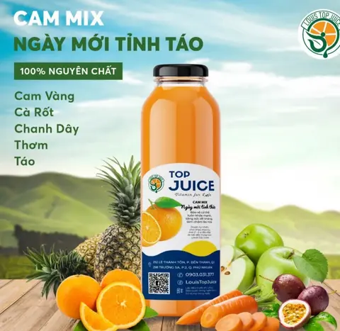 Hình ảnh Nước ép cam vàng mix tươi nguyên chất - chai 330ml