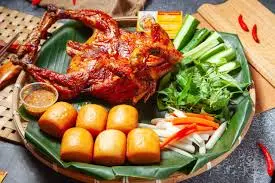 Hình ảnh Gà nướng mắm nhĩ kèm 4 cái bánh bao