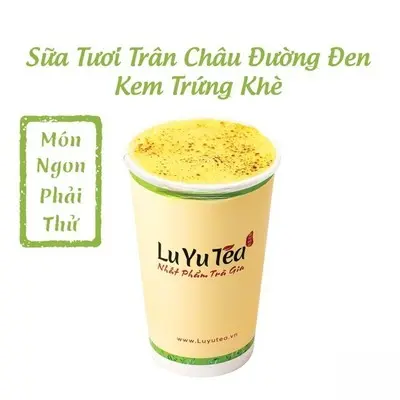 Hình ảnh Sữa tươi trân châu đường đen kem trứng khè