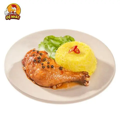 Hình ảnh Cơm Đùi gà Xốt Tiêu xanh (SIZE VỪA)