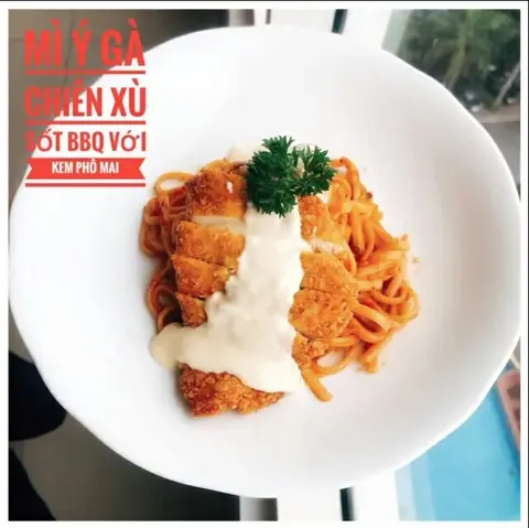 Hình ảnh Mì Ý gà chiên xù sốt bbq - kem phô mai