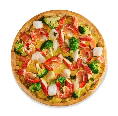 Hình ảnh Pizza hải sản pesto xanh