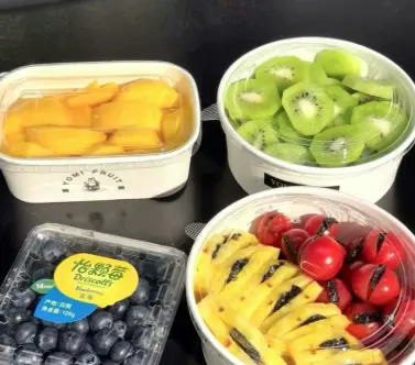 Hình ảnh Hộp trái cây cắt sẵn - kiwi - jackfruit - Korean pear - melon