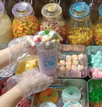 Hình ảnh Trà sữa khoai môn full topping
