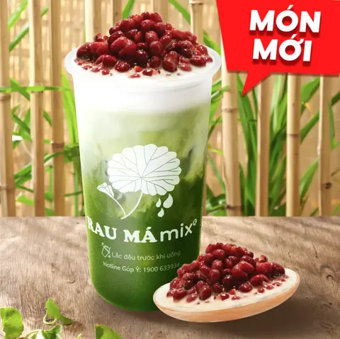 Hình ảnh Rau má mix sữa dừa đậu đỏ