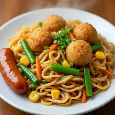 Hình ảnh Mì indomie xúc xích & cá viên