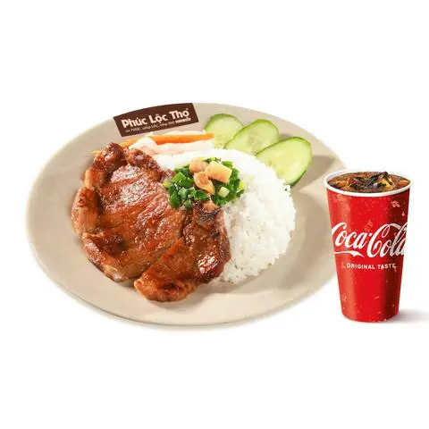 Hình ảnh Cơm Sườn Nướng Than Hoa + Coca