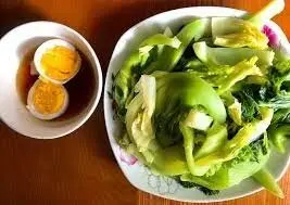 Hình ảnh Cải luộc chấm trứng