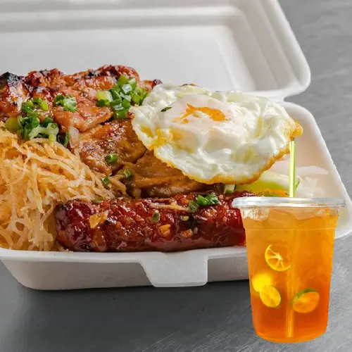Hình ảnh Cơm sườn - ốp la - ly 7 up