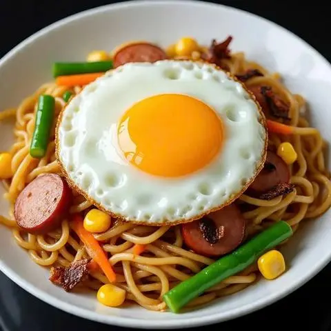 Hình ảnh Mì trộn indomie trứng & xúc xích
