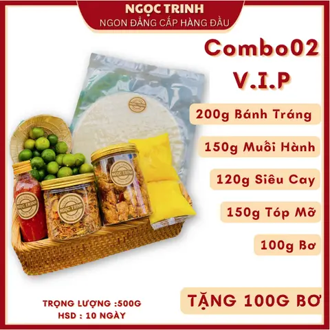 Hình ảnh Combo bánh tráng muối tép hành phi bơ VIP