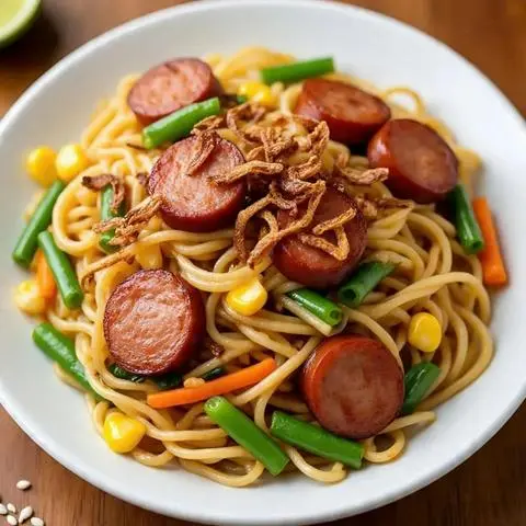 Hình ảnh Mì trộn indomie xúc xích