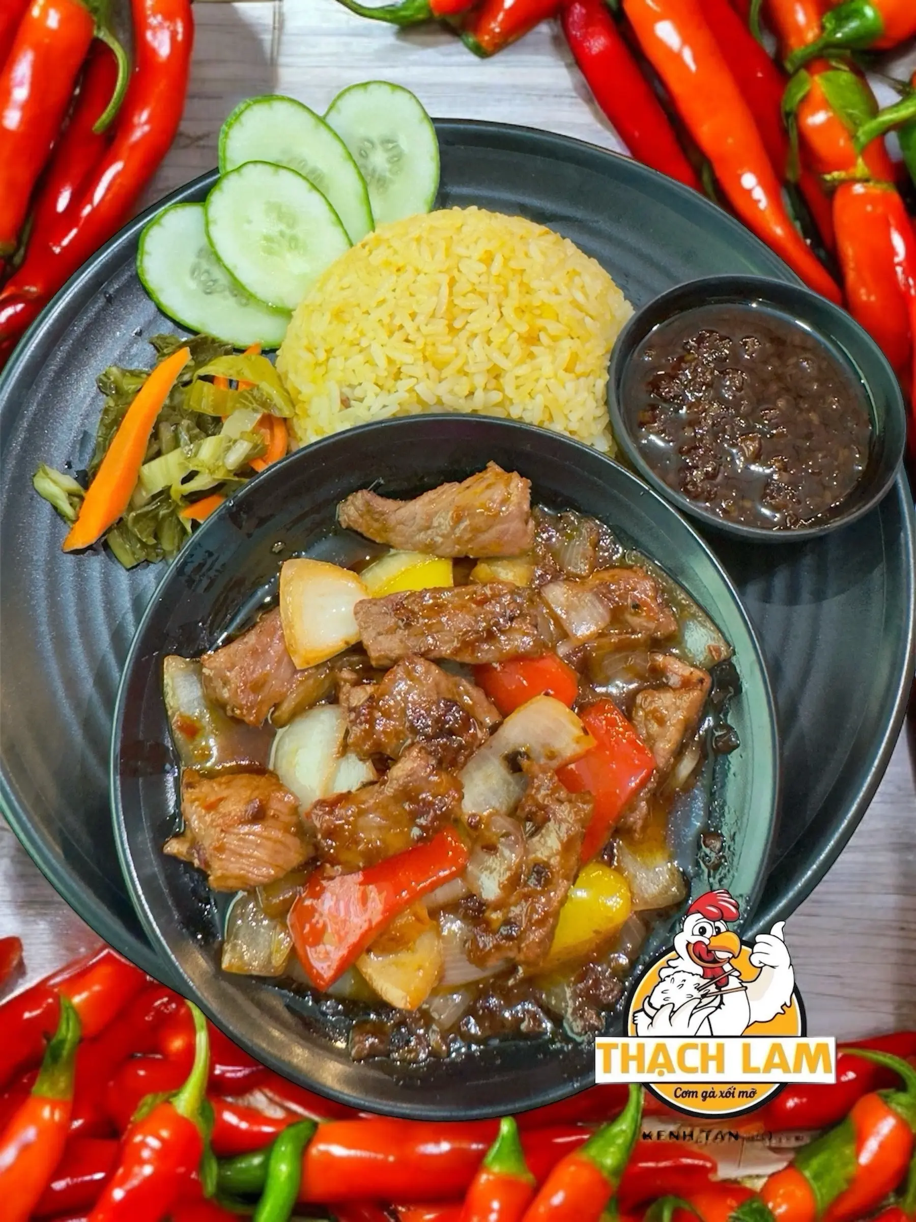 Hình ảnh Cơm bò xào sa tế cay