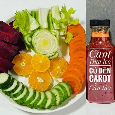 Hình ảnh Nước ép Cam - Dưa leo - Củ dền - Cà rốt - Cần tây