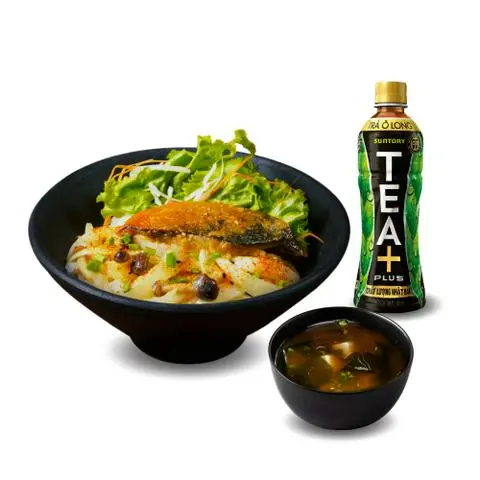 Hình ảnh Combo: Cơm cá thu Nhật nướng sốt miso, soup miso, trà ô long tea+ plus
