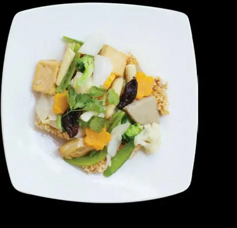 Hình ảnh Cơm cháy sốt rau củ chay