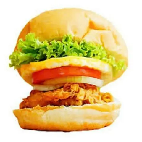 Hình ảnh Hamburger gà và trứng kèm ly Coca