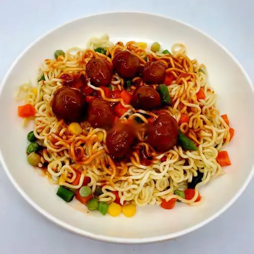 Hình ảnh Mì trộn viên bò rau củ