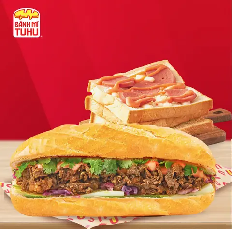 Hình ảnh Combo bánh mì bò sốt tiêu đen - 1 sandwich phomai xúc xích