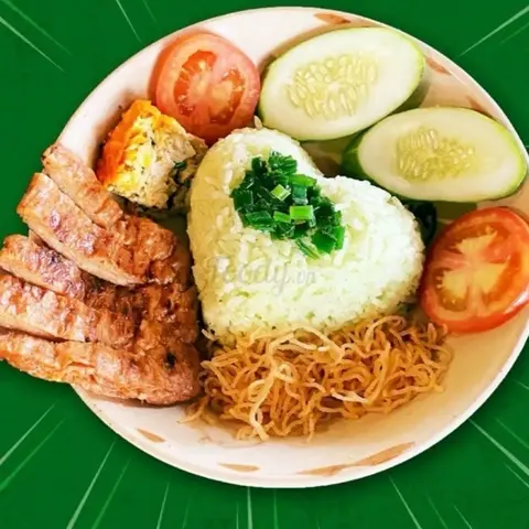 Hình ảnh Cơm sườn bì chả chay