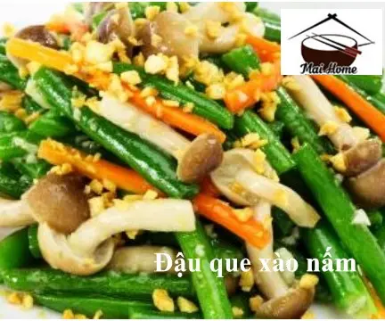 Hình ảnh Đậu cove xào nấm - cơm