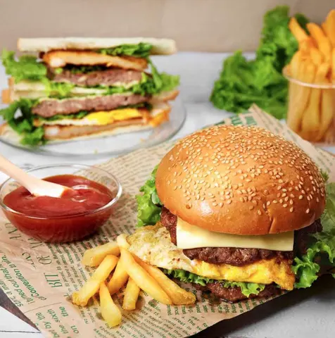 Hình ảnh Hamburger tôm trứng