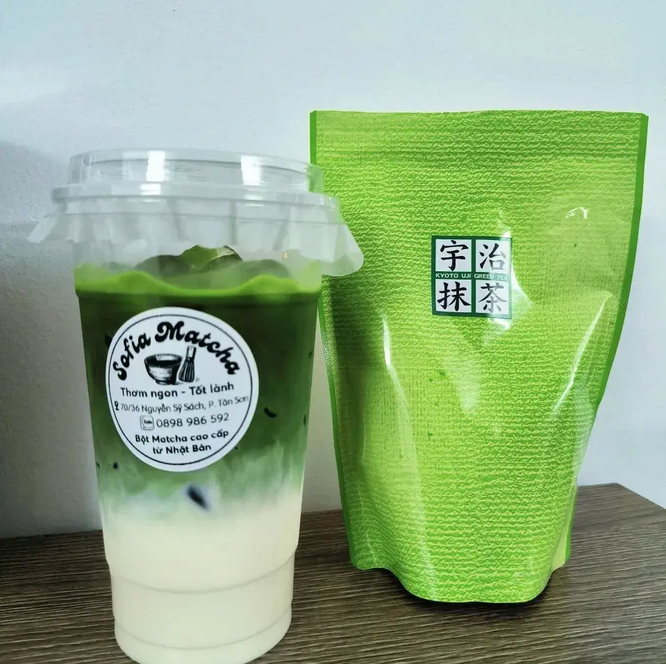Hình ảnh Matcha latte sữa gấu