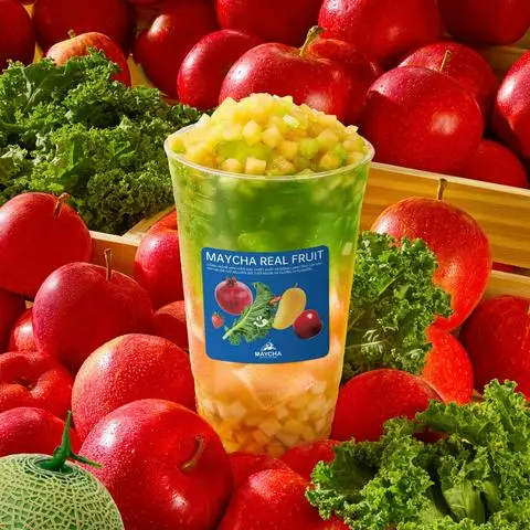 Hình ảnh Lục Trà Táo Dưa Lưới Kale Lỳ