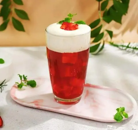 Hình ảnh Trà dâu macchiato trân châu trắng