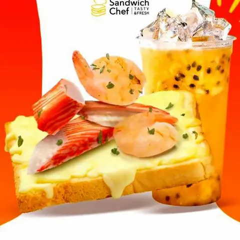 Hình ảnh Sandwich Pizza Hải Sản & Nước Chanh Dây - Seafood Sandwich with Pizza sauce & Passion Fruit Juice