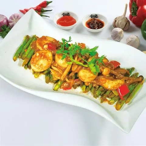Hình ảnh Sò điệp măng tây xào xo
