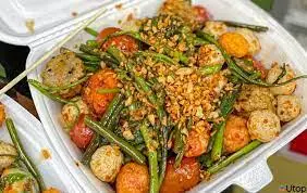 Hình ảnh Combo cá viên chiên sốt mắm tỏi - rau muống - nhỏ